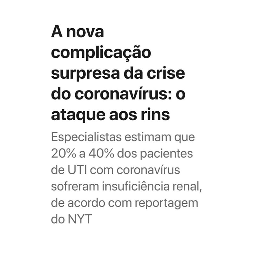 Novo coronavírus afeta os rins